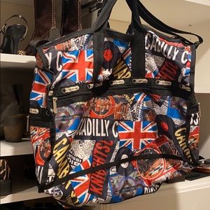 London Calling LeSportsac Tote with zipper pouch